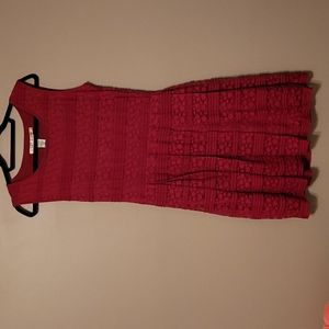 Max Studio Red Sleeveless Lace Dress